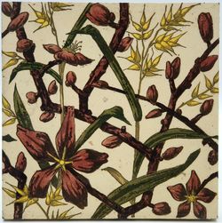 Antique Fireplace Tile Transfer Print & Tint Floral Sherwin & Cotton C1900
