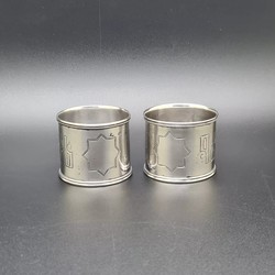 Pair of Russian 84 Silver Napkin Rings c1890