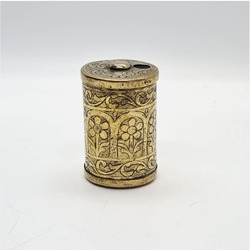 Antique Brass Floral Design Match Safe Holder Vesta Case