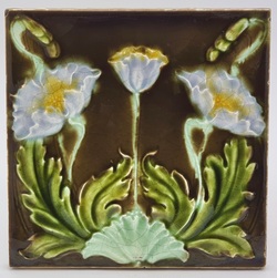 Art Nouveau Moulded Majolica Tile by Henry Richards C1905