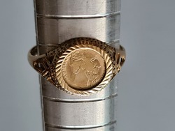 9ct Gold Mexican Estados Unidos Emperador Peso Coin Ring Small Size 5/K