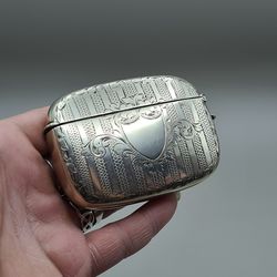 Large Antique Silver Plated Metal Vesta Case Match Safe Holder