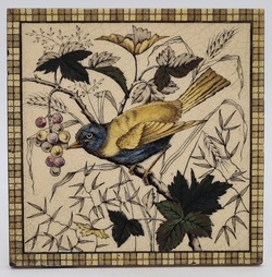 Antique Fireplace Tile Print & Tint Bird Tile by Ollivant C1895