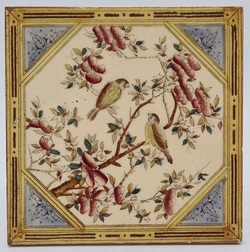 Victorian Fireplace Tile Bird & Flowers by T. G. & F. Booth
