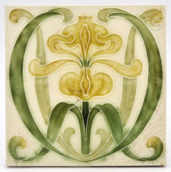 Art Nouveau Fireplace Majolica Tile By Godwin & Hewitt C1899