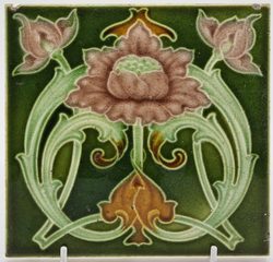 Corn Brothers Art Nouveau Majolica Tile C1905/08