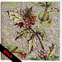 Victorian Fireplace Tile Holly Pattern Crystal Porcelain Pottery Co. C1881
