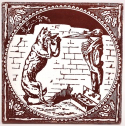 Aesops Fables - The Wolf and The Stork - Minton Hollins & Co C 1875