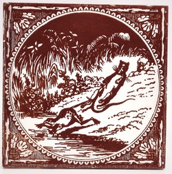 Aesops Fables - The Frog and The Rat - Minton Hollins & Co C 1875
