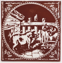 Aesops Fables - The Dog and The Saw - Minton Hollins & Co C 1875
