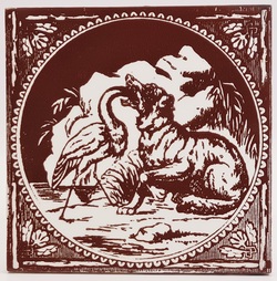Aesops Fables - The Wolf and The Crane - Minton Hollins & Co C 1875