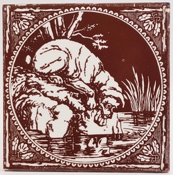 Aesops Fables - The Dog and The Shadow - Minton Hollins & Co C 1875