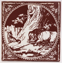 Aesops Fables - The Boar and The Fox - Minton Hollins & Co C 1875