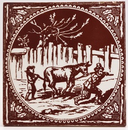 Aesops Fables - The Miller His Son & The Donkey - Minton Hollins & Co C 1875