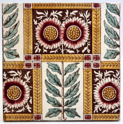 Antique Fireplace Tile Print & Tint Smith, Ford & Jones C1889
