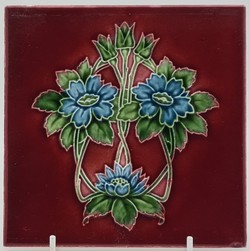Art Nouveau Tile T A Simpson C1905/6 Blue Flowers