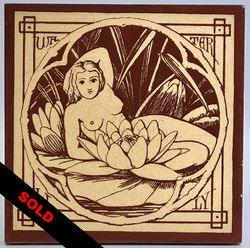 Minton Tile Spirits of the Flowers ~ Water Lily ~Block Printed Tile C1875