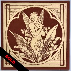 Minton Tile Spirits of the Flowers ~ Lily Of The Valley ~Block Printed C1875