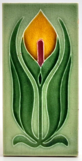 Antique Art Nouveau Tile 3"x6" Tulip By Mansfield Brothers C1905