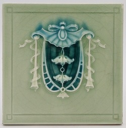 Antique Art Nouveau Fireplace Majolica Tile Minton Hollins & Co. C1900
