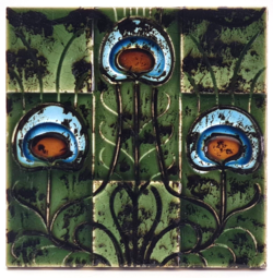 Scarce Art Nouveau Peacock Eye Tile Henry Richards Tile Co C1905