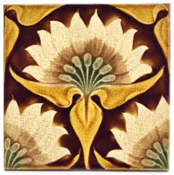Antique Tile Art Nouveau Moulded Majolica Tile Pilkington C1900