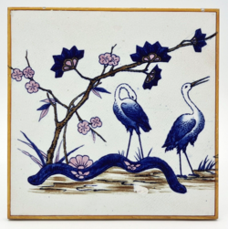 Antique Josiah Wedgwood & Sons Etruria Hand Painted Tile 8" C1870