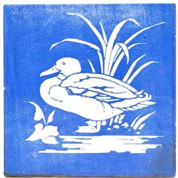 Antique Transfer Printed Tile Duck Farm & Field Subjects Minton & Co C1875
