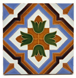 Arts & Crafts 6"x6" Majolica Floor Tile By Maw & Co Benthal Works C1870