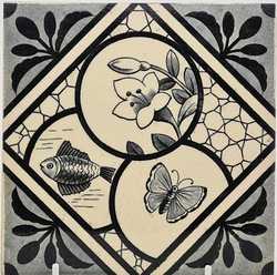 Rare Antique Transferware Tile by The Decorative Art Tile Co 1881
