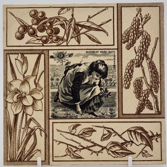 Victorian Tile Aesthetic Movement Nursery Rhyme and Four Seasons