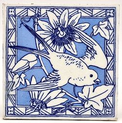 Antique Fireplace Tile by Minton Hollins & Co Birds Series C1875 AE5