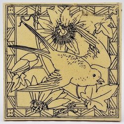 Antique Fireplace Tile by Minton Hollins & Co Birds Series C1875 AE2