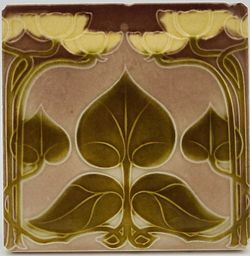 Antique Fireplace Tile Art Nouveau Floral Design T & R Boote Ltd C1906