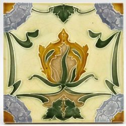Antique Fireplace Tubelined Tile Henry Richards Tile Company C1903