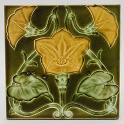 Antique Fireplace Tile Art Nouveau Moulded Majolica T & R Boote C1905 AE1