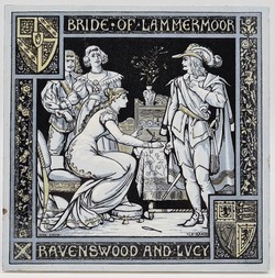 RARE LARGE 8" MINTON BRIDE OF LAMMERMOOR TILE by JOHN MOYR SMITH