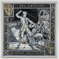 LARGE 8" MINTON THE ANTIQUARY TILE by JOHN MOYR SMITH