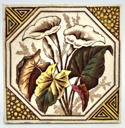 Antique Fireplace Tile Lilies by The Decorative Art Tile Co C1888