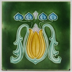 Art Nouveau Fireplace Majolica Tile Corn Bros C1905