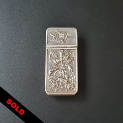 Antique Solid Silver Combination Vesta Case Snuff Box French Hunting Scene C1850