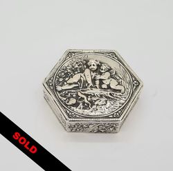 Antique Octagonal German .800 Silver Table Top Snuff Box C1890
