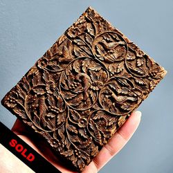 Antique Chinese Calling Card Case Carved Sandalwood