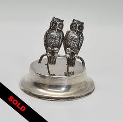 Sterling Silver Double Owl Menu/Place Card Holder