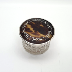 Antique Vanity Jar Sterling Silver and Faux Tortoiseshell Lid E S Barnsley 1917