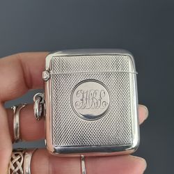Superb Large Sterling Silver Vesta Case Match Case Chester 1900