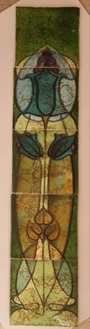 Art Nouveau Floral Design Sherwin & Cotton Panel Of Five Tube-Lined Tiles C1910