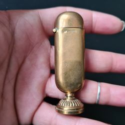 Antique Brass Combination Vesta Case, Match Striker with Incorporated Seal C1912