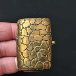 Antique Brass Pocket Match Vesta Holder Striker